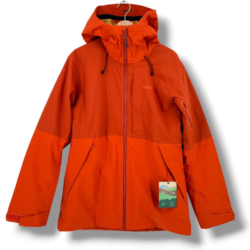 Trew Trillium Jacket Womens Sz Large Orange Ski Waterproof Insulated Zip Pockets